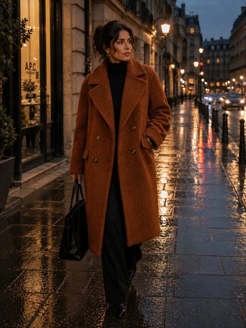 ASTR Wool Double-Breated Coat Size XS Brown Orange